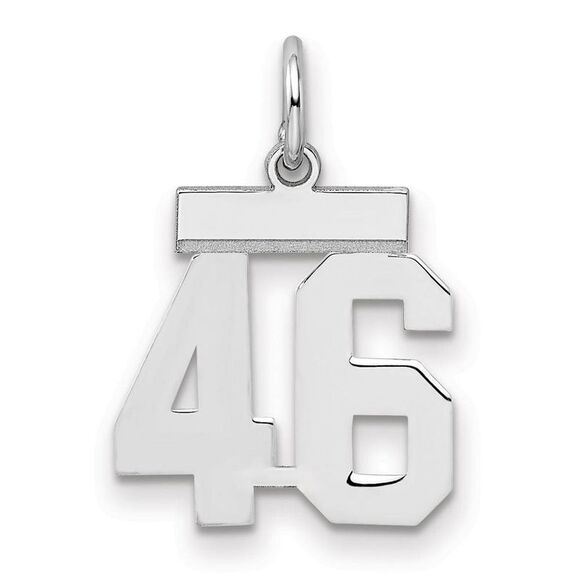 Sterling Silver, Athletic Collection, Small Polished Number 46 Pendant - Picture 1 of 4